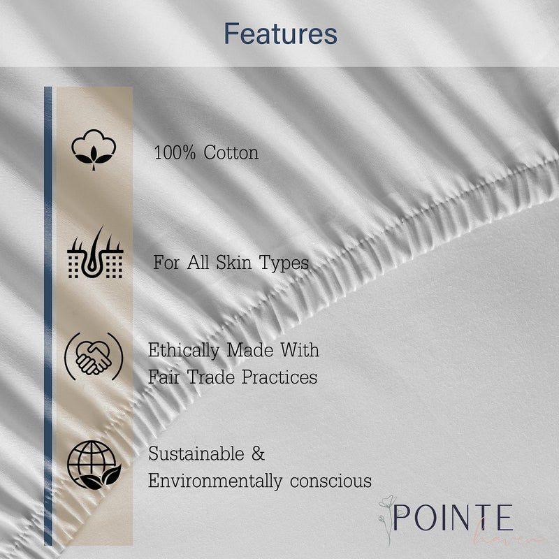 Pointehaven Bedding 3 Pieces Twin 100% Cotton Percale Sheets- Printed Bed Sheet & Pillowcase Sets- Soft Cotton Bed Sheets Set- Fits Mattress 18 inches Deep Pocket (Twin, Prima) - Image 4